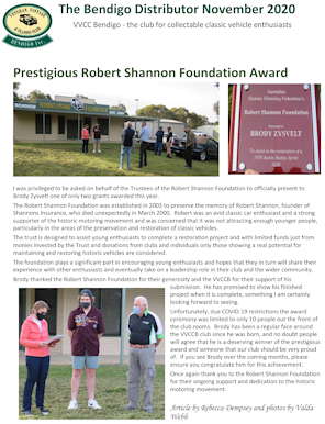 Newsletter circulated among the clubs about Brody's grant.